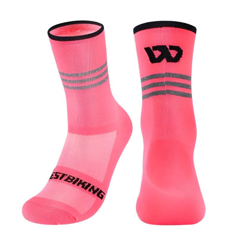 WEST BIKING Sports Football Socks 1Pair Breathable Anti-slip Outdoor Running Soccer Sock Striped Racing Stockings Cycling Socks