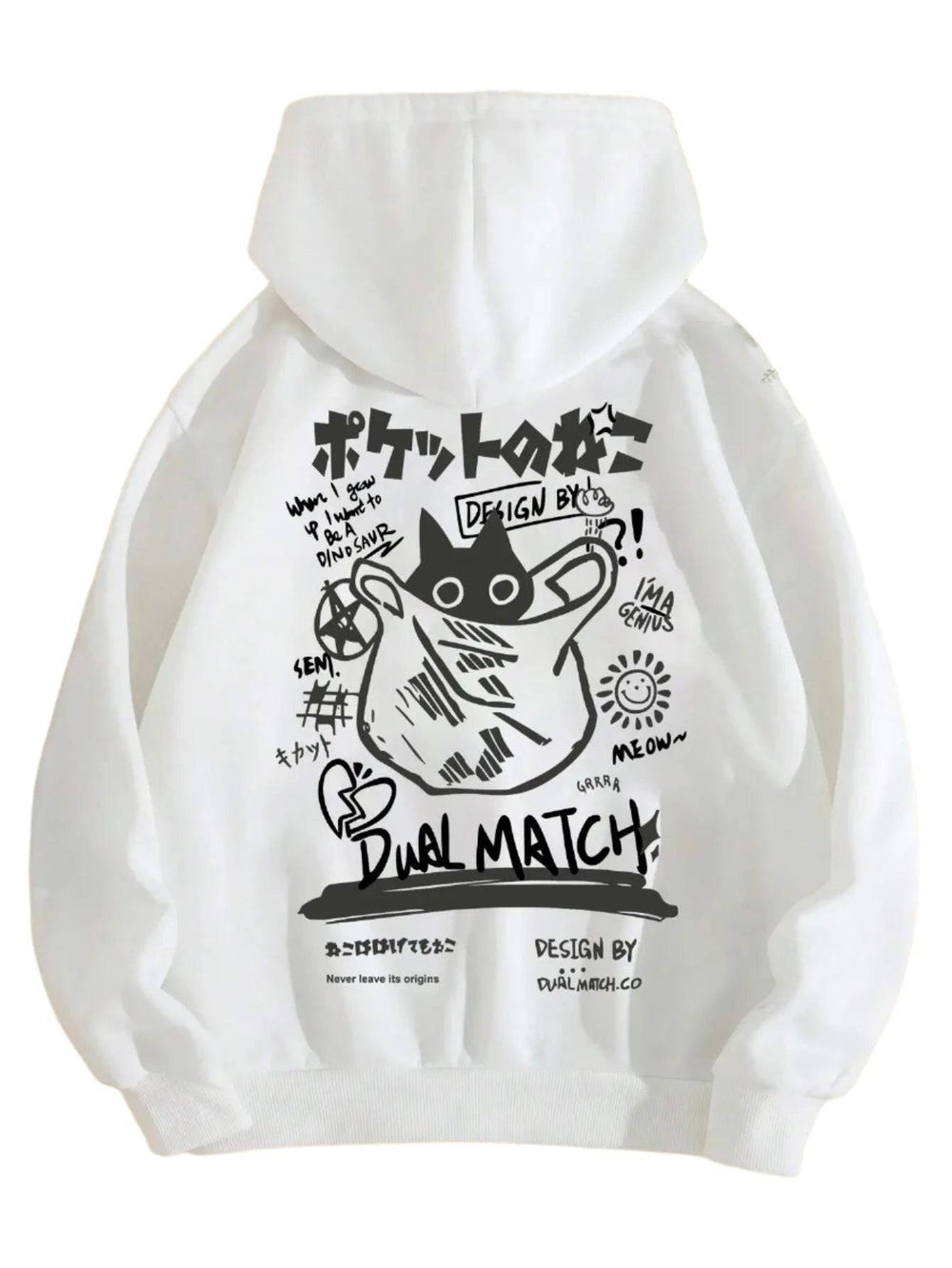 Cute Cat Cartoon Printed Sweatshirt Women Harajuku Casual Loose Hooded Fashion Soft Pocket Hoodies Autumn Warm Female Clothes