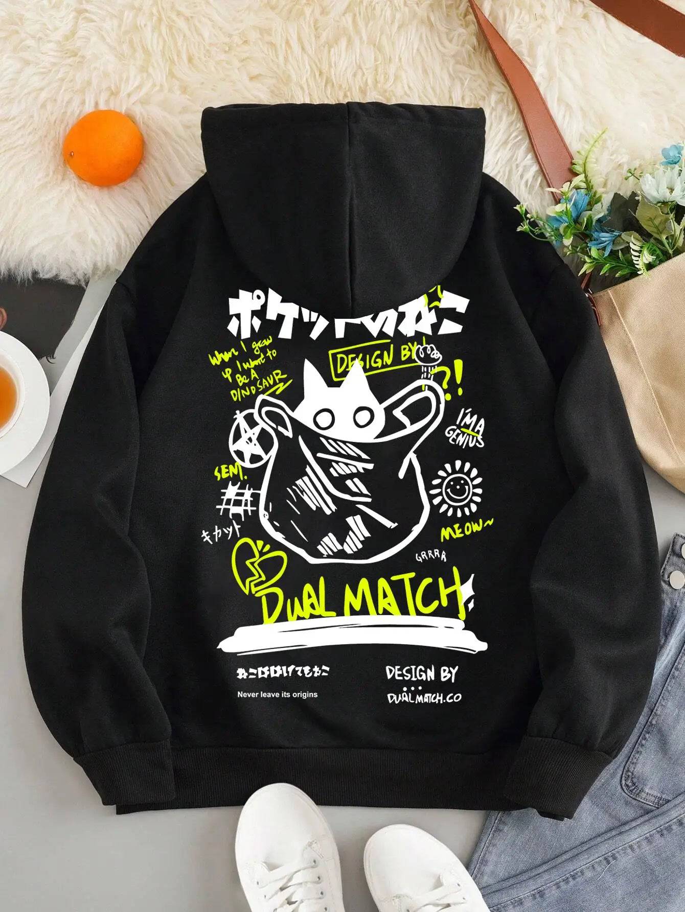 
                  
                    Cute Cat Cartoon Printed Sweatshirt Women Harajuku Casual Loose Hooded Fashion Soft Pocket Hoodies Autumn Warm Female Clothes
                  
                