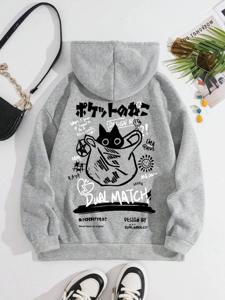 
                  
                    Cute Cat Cartoon Printed Sweatshirt Women Harajuku Casual Loose Hooded Fashion Soft Pocket Hoodies Autumn Warm Female Clothes
                  
                