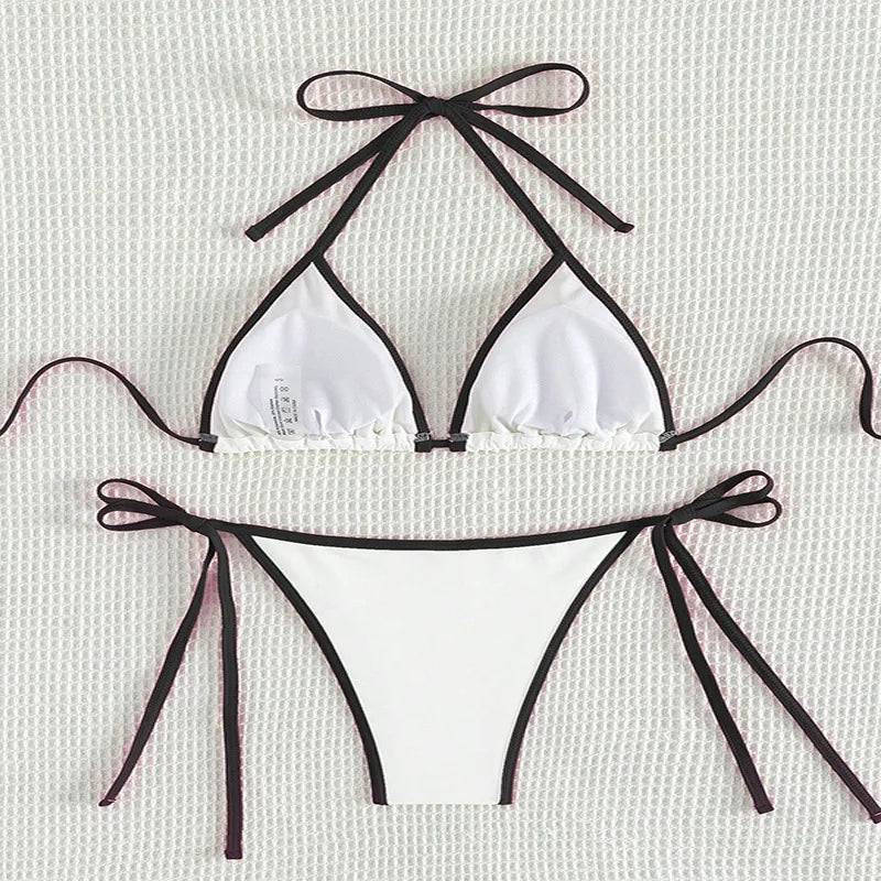 
                  
                    Bikini Set Sexy Contrasting Colors Micro Strings Swimsuit 2024 Women Halter Mini Thong Swimwear Biquinis Beachwear Bikini Mujer
                  
                