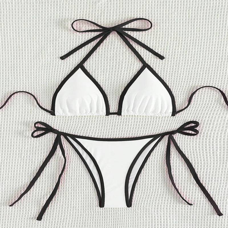 
                  
                    Bikini Set Sexy Contrasting Colors Micro Strings Swimsuit 2024 Women Halter Mini Thong Swimwear Biquinis Beachwear Bikini Mujer
                  
                