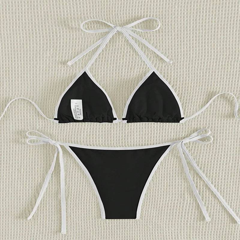 
                  
                    Bikini Set Sexy Contrasting Colors Micro Strings Swimsuit 2024 Women Halter Mini Thong Swimwear Biquinis Beachwear Bikini Mujer
                  
                