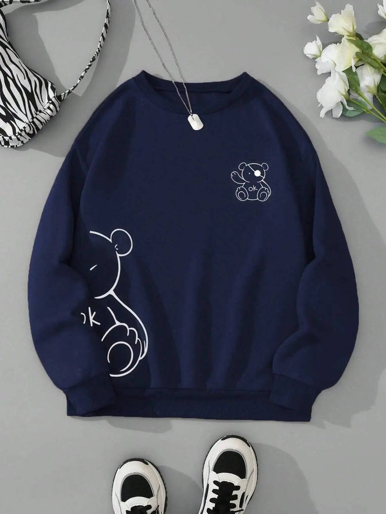 
                  
                    Kawaii OK Teddy bear Printing Sweatshirts For Women Classic Retro Fashion Hoodies Fleece Warm Casual Clothes Loose Sportswear
                  
                