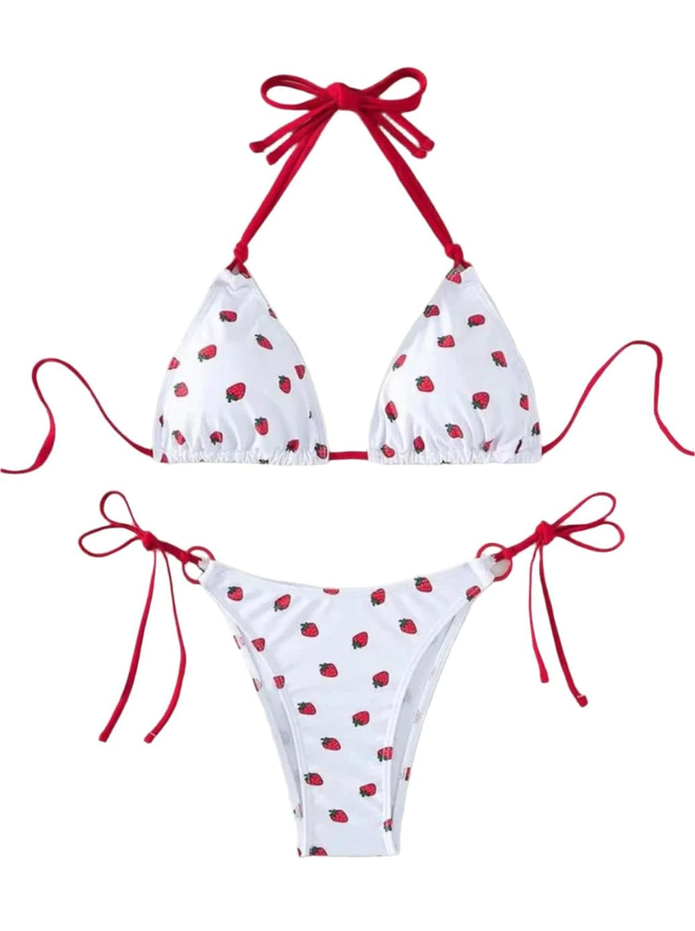 Sexy women cute strawberry print halter string micro bikini sets two pieces swimsuit Swimwear bathing suit beach outfits biquini