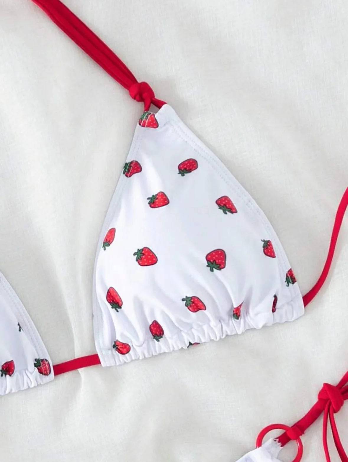 
                  
                    Sexy women cute strawberry print halter string micro bikini sets two pieces swimsuit Swimwear bathing suit beach outfits biquini
                  
                