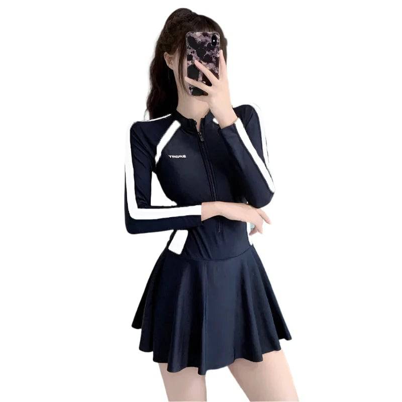 Swimming costume women one-piece sports simple new  dress conservative spa swimsuit thin Slim holiday g