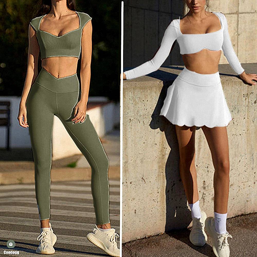 
                  
                    2024 1/2PCS Women Anti Skirts Sport Bra Yoga Sets Workout Athletic Bra Fitness Gym Workout Pant Running Leggings Active Suits
                  
                