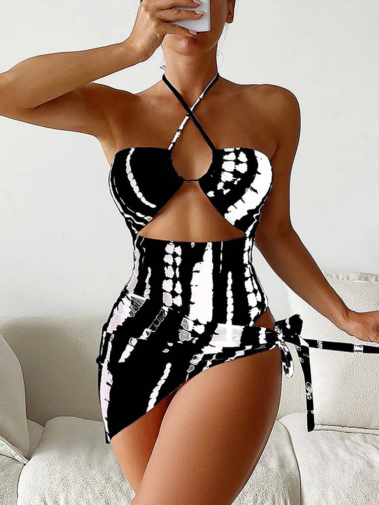 
                  
                    2024 One Piece Swimwear Female With Skirt Halter Swimsuit Women Beach Wear Printed Bathing Swimming Suit Summer Beachwear
                  
                