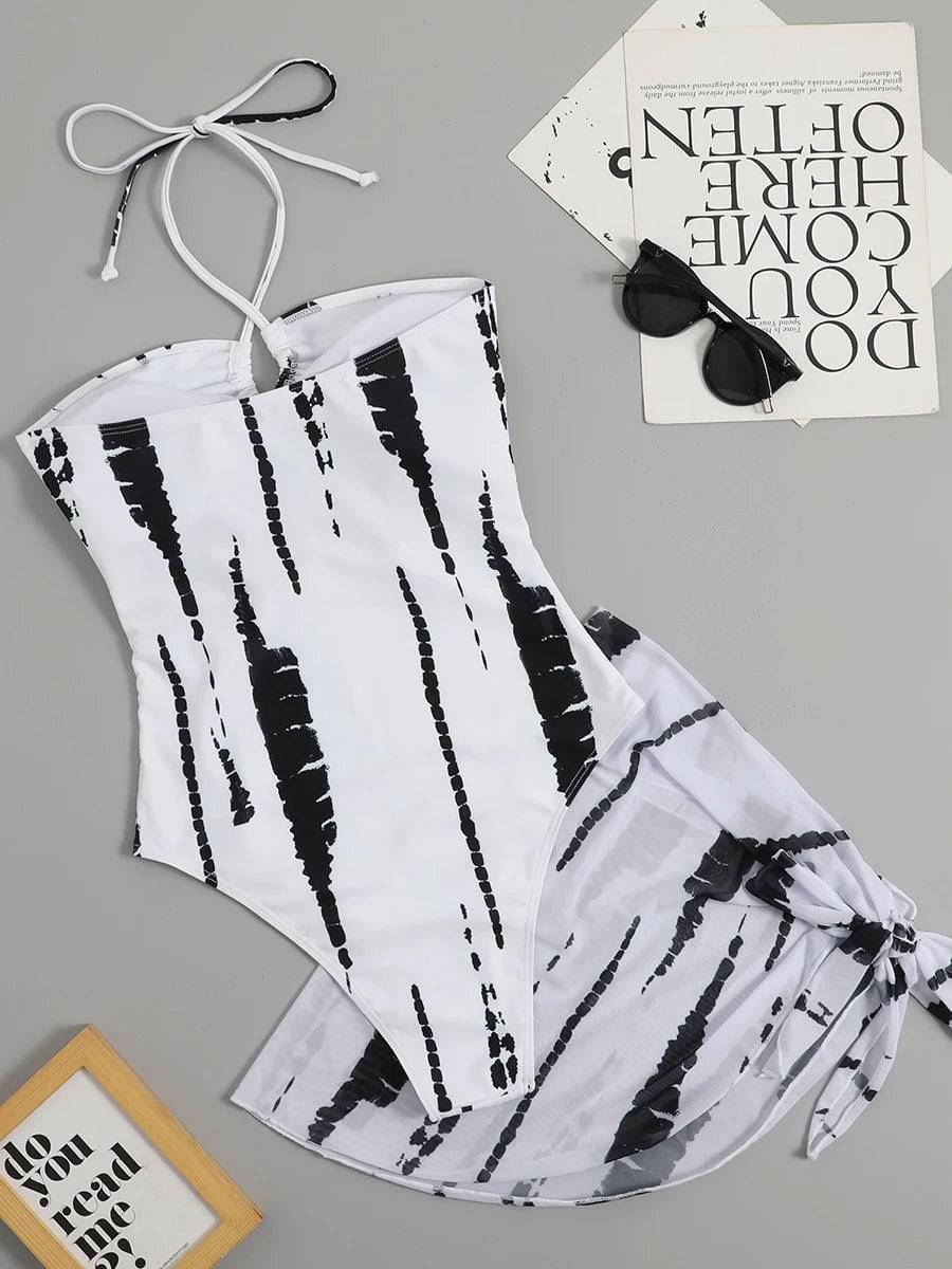 
                  
                    2024 One Piece Swimwear Female With Skirt Halter Swimsuit Women Beach Wear Printed Bathing Swimming Suit Summer Beachwear
                  
                