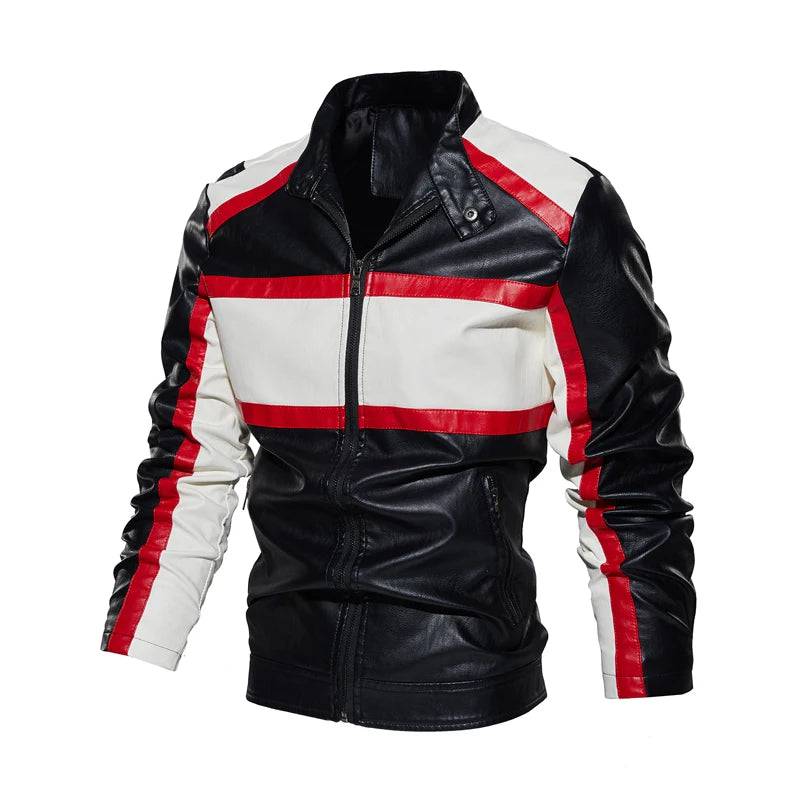 Autumn Winter Men's PU Leather Jacket Fashion Streetwear Motorcycle Jackets Mens Windbreaker Faux Leather Biker Coats Clothing