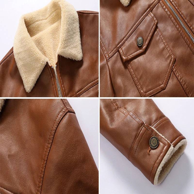 
                  
                    DIMUSI Men's PU Jacket Leather Coats Winter Mens Fur Collar Warm Slim Faux Leather Motorcycle Jackets Male Biker Coats Clothing
                  
                