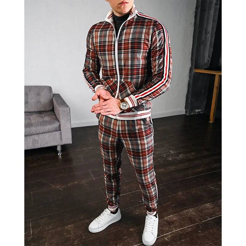 
                  
                    Mens Tracksuits Colorful Plaid Casual Zipper Hoodie Set 3D Print Set New Autumn Male Sweatshirt Clothes For Men
                  
                