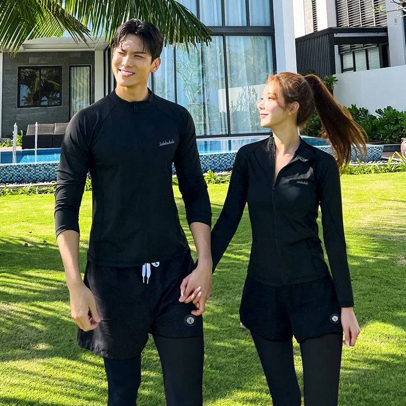 
                  
                    2024 Korean Couple Diving Suit Rash Guard Women Men's Split Surfing Swimwear Conservative Long Sleeved Pants Swimwear
                  
                