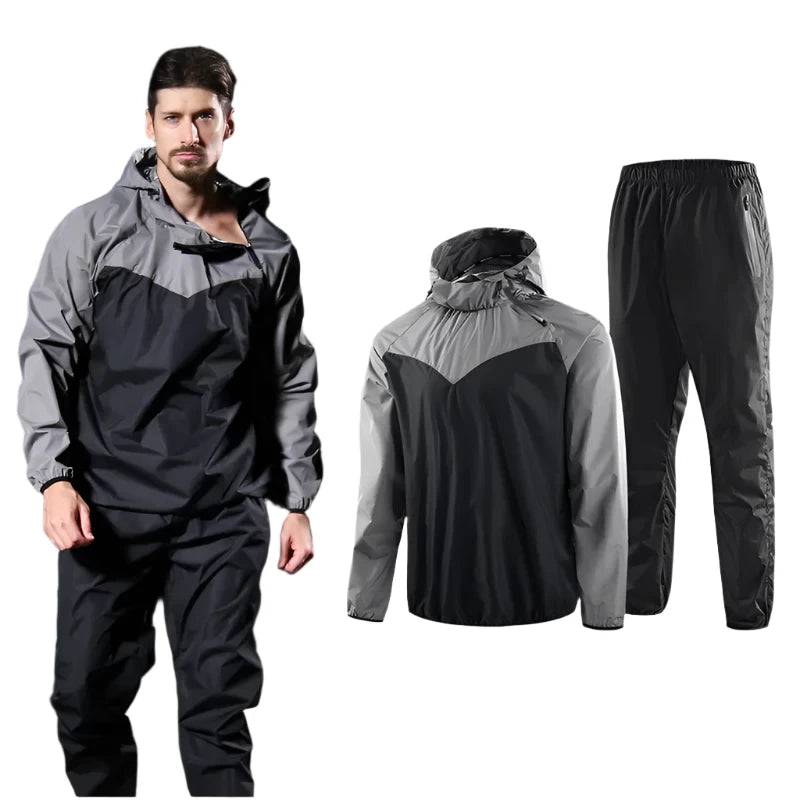 UETEEY Sauna Suit Gym Set Men Full Body Sweating Sportswear Women Boxing Running Training Fitness Weight Loss Unisex Tracksuit