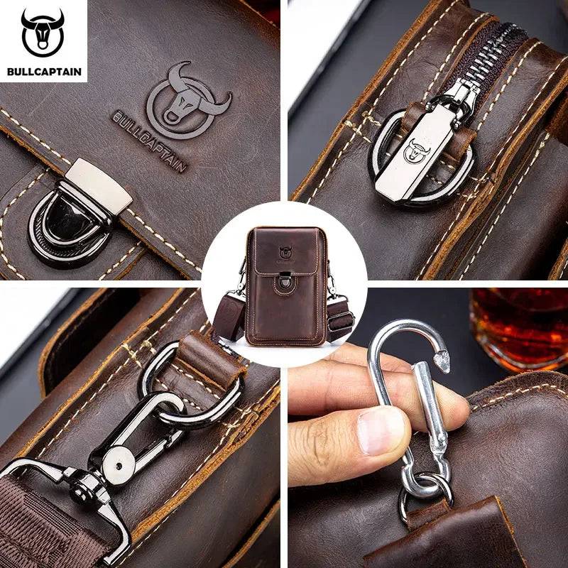 
                  
                    BULLCAPTAIN Crazy Horse Leather Male Waist Pack Phone Pouch Bags Waist Bag Men's Small Chest Shoulder Belt Bag Back Pack YB075
                  
                