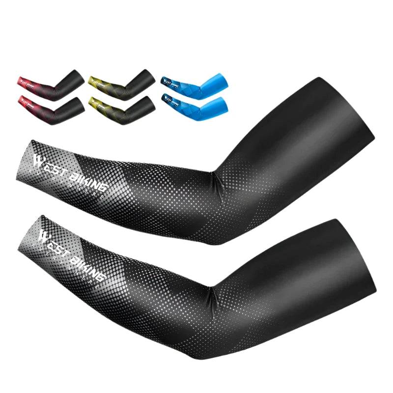 WEST BIKING Seamless Cycling Arm Sleeves Ice Silk UV Protection Sports Running Fitness Breathable Cool Summer Bike Arm Sleeves