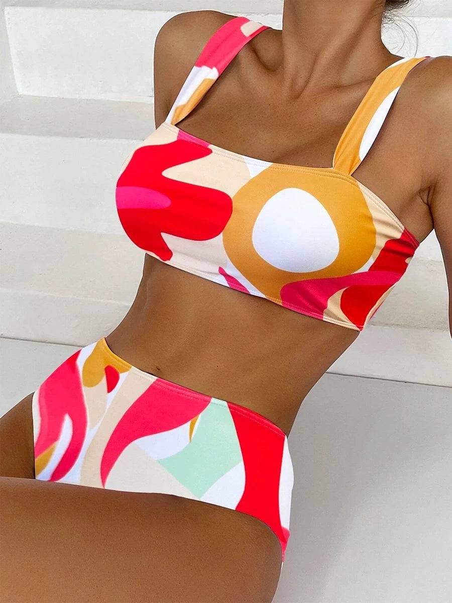 
                  
                    High Waist Bikini Swimsuit Woman 2024 Swimwear Female Sexy Bandeau Bikinis Sets Brazilian Beach Swimming for Women Bathing Suits
                  
                