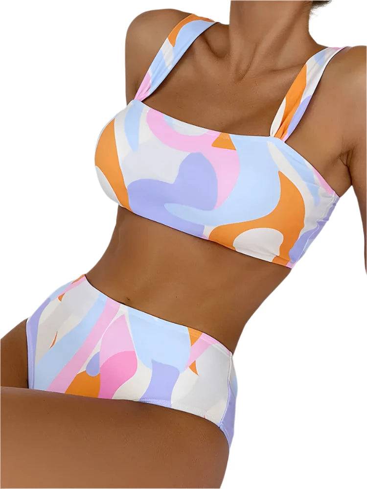 High Waist Bikini Swimsuit Woman 2024 Swimwear Female Sexy Bandeau Bikinis Sets Brazilian Beach Swimming for Women Bathing Suits