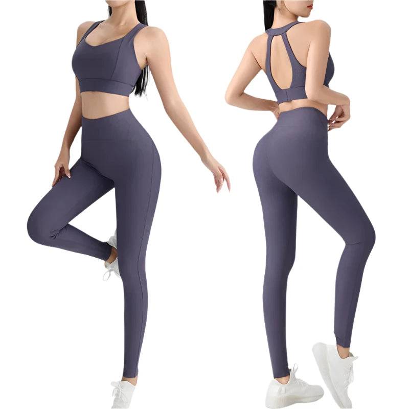 Women's yoga suits cross-back workout vests and high-waisted tights leggings