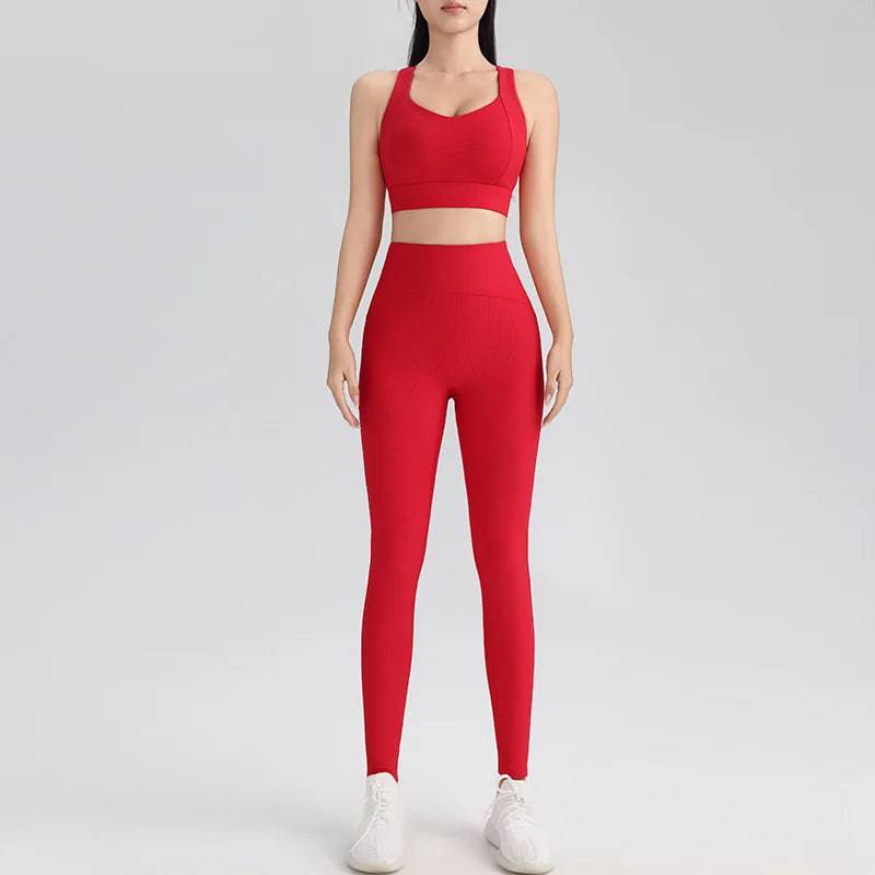 
                  
                    Women's yoga suits cross-back workout vests and high-waisted tights leggings
                  
                