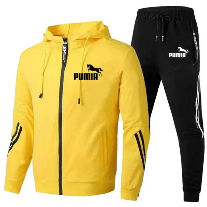 2PCS Design Tracksuit Mens Autumn Winter Hoody Jacket and Sweatpants Casual Print Sports Hoodies Jogging Suit