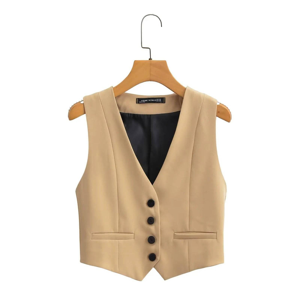 
                  
                    Zevity Women Fashion V Neck Single Breasted Short Vest Office Lady Sleeveless Chic White Suit Business Slim Waistcoat Tops CT556
                  
                