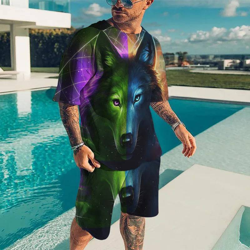 
                  
                    Summer Men Casual T-shirt Sets For Man Tracksuit Fashion 2-piece Oversize Outfit Animal Lion Tiger Suit Gym Streetwear 2023
                  
                