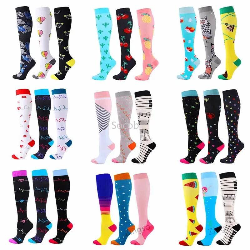 3 Pairs Compression Socks Men Sports Socks Running Basketball Football Cycling Knee Sock Women Diabete 30mmHg Varicose Wholesale